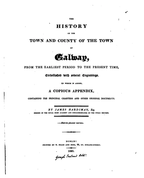 Hardiman's History of Galway