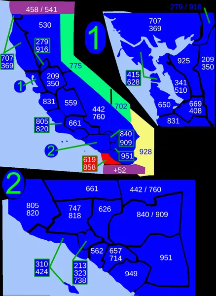 Area codes 619 and 858