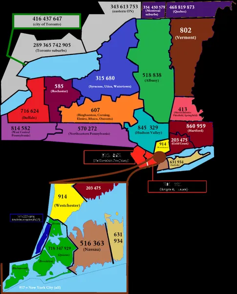 Area codes 718, 347, 929, and 465