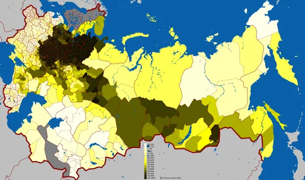 Geographical distribution of Russian speakers