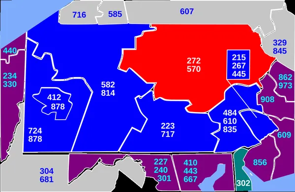 Area codes 570 and 272