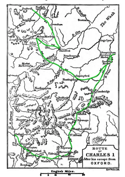 Charles I's journey from Oxford to the Scottish army camp near Newark