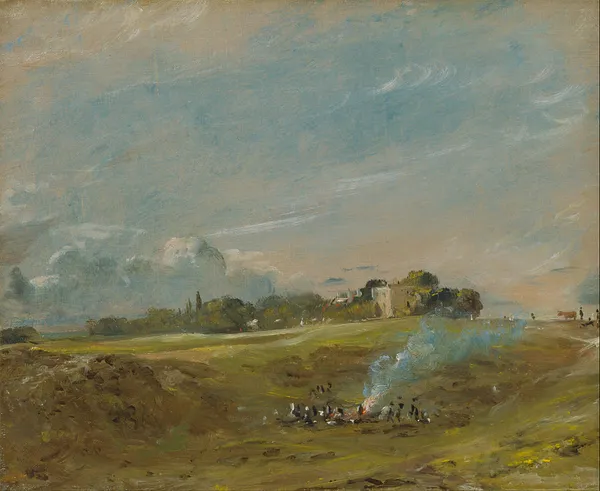 Hampstead Heath, with a Bonfire
